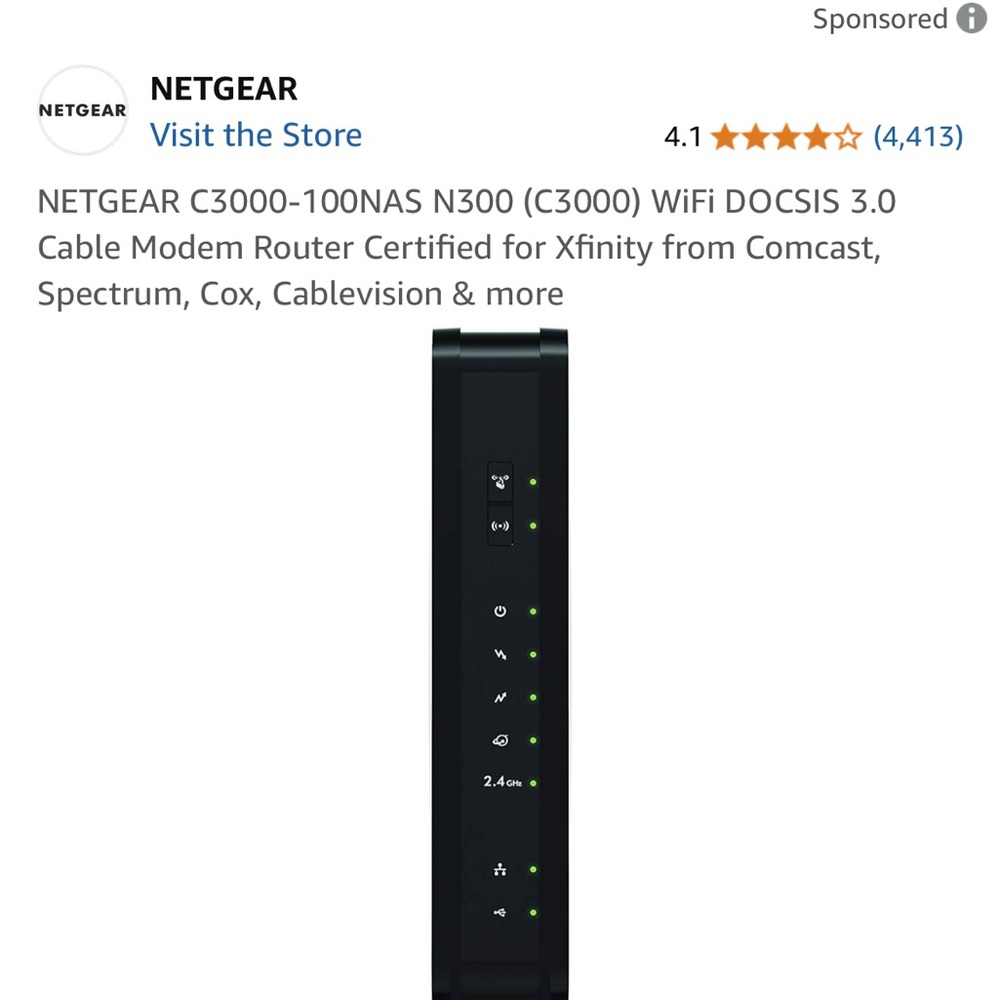 NETGEAR N300 New WiFi Cable Modem Router Black - Picture 12 of 12